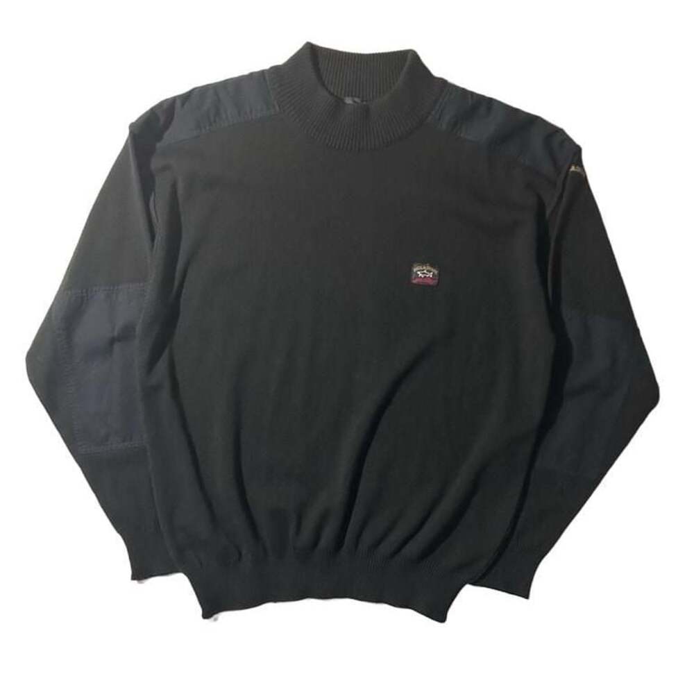 VTG 90s Paul & Shark Yachting Black Wool Mock Neck Jumper Sweater Large